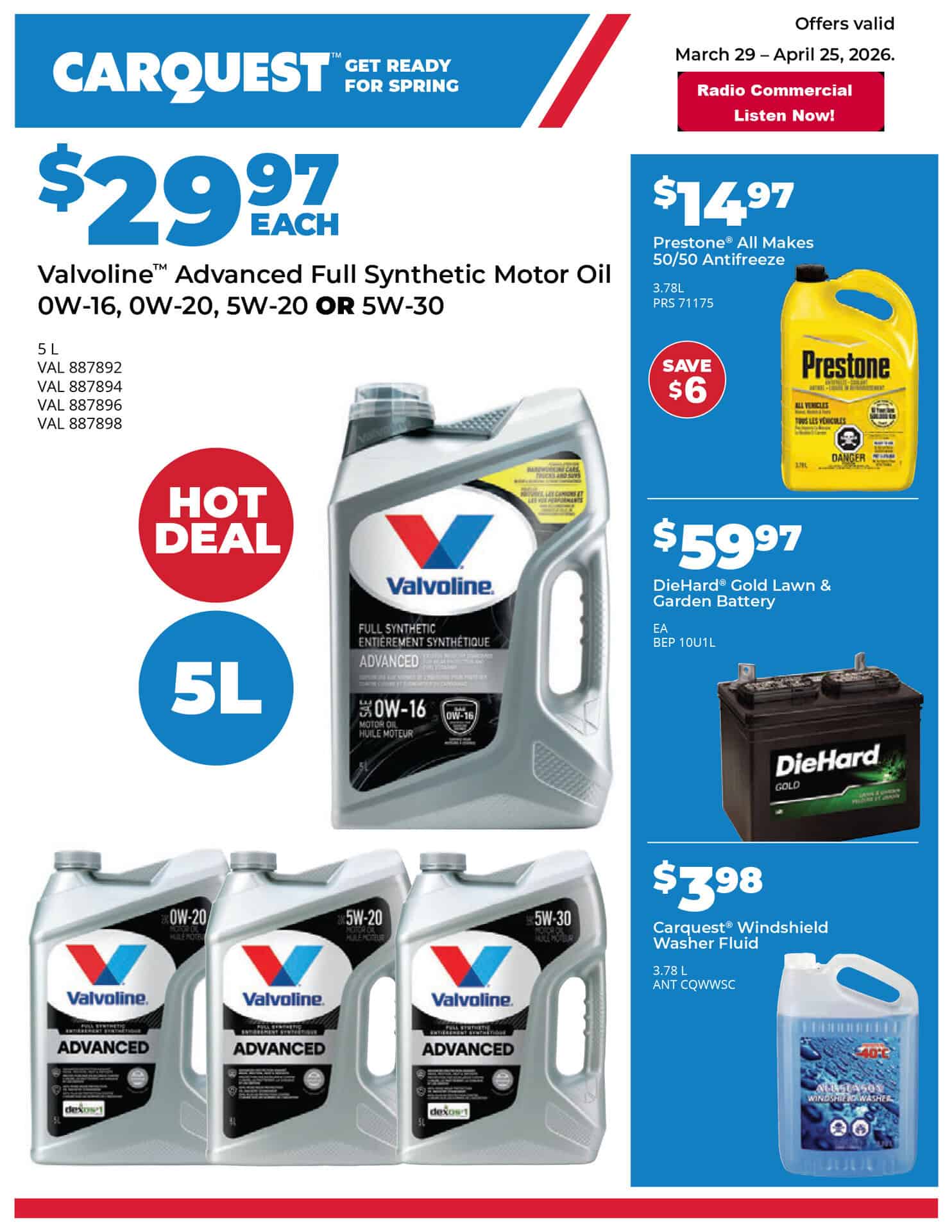 April Carquest retail flyer at D&T Auto in Leamingotn