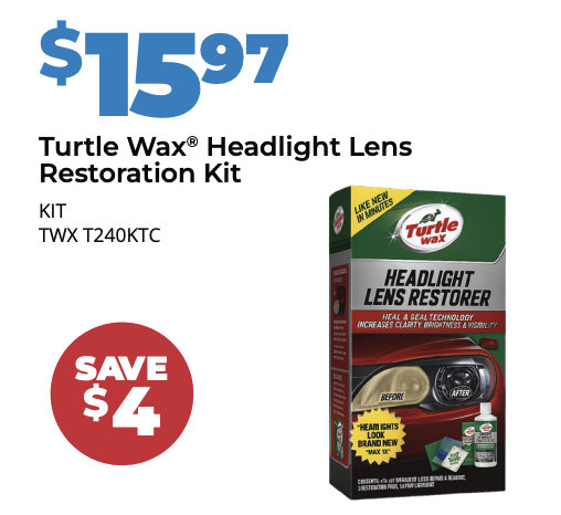 Turtle wax headlight lens restoration kit on sale for $15.97 in Leamington, Ontario at D&T Auto.