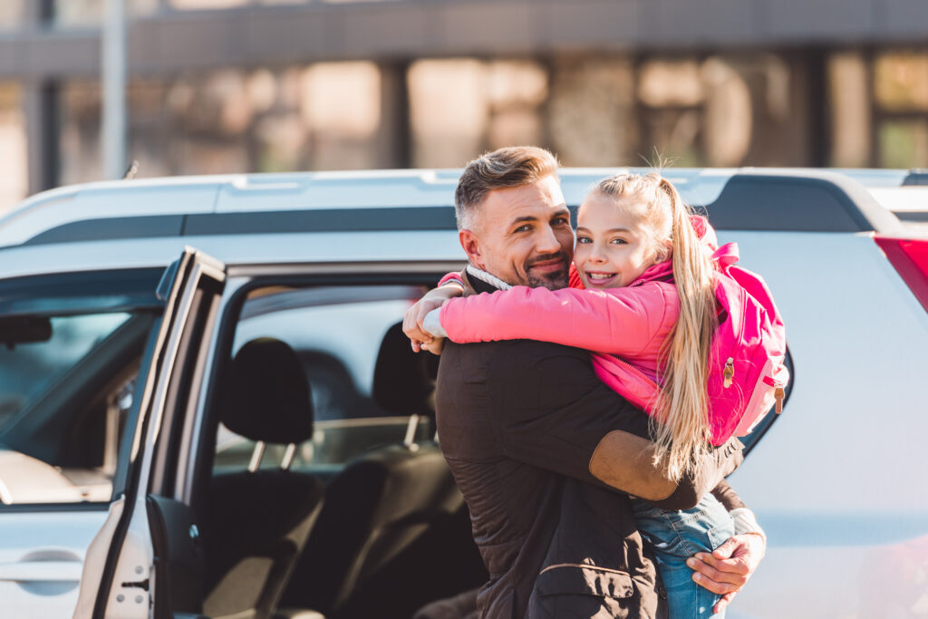 Father and daughter getting ready for back-to-school driving in Leamington Ontario