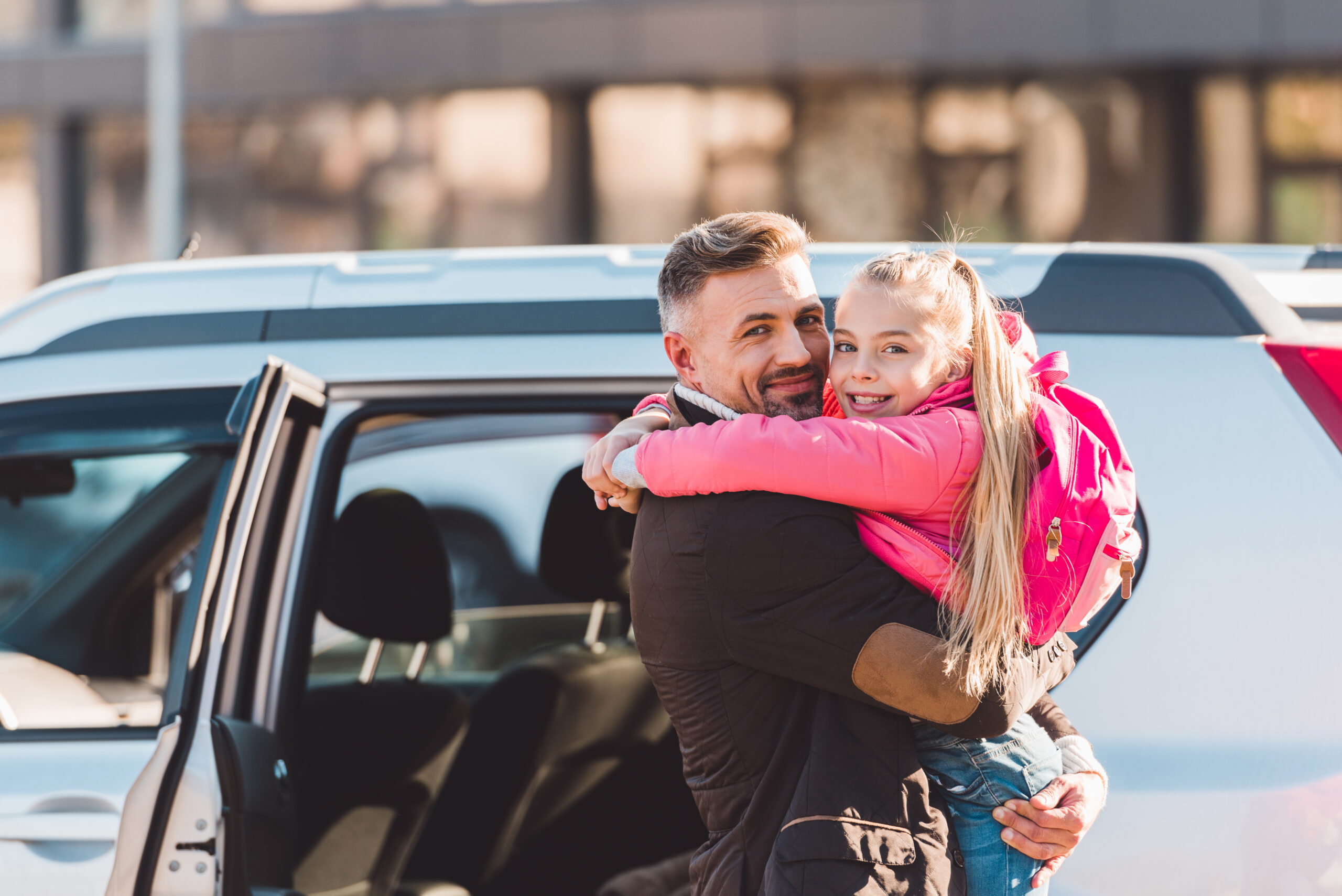 Father and daughter getting ready for back-to-school driving in Leamington Ontario